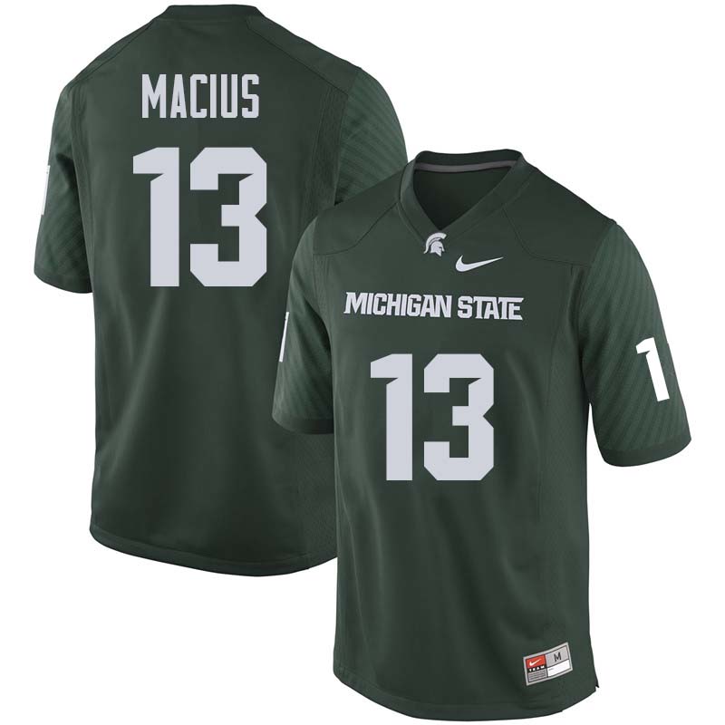 Men #13 Mickey Macius Michigan State College Football Jerseys Sale-Green